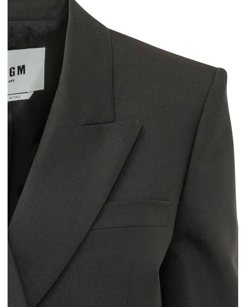 MSGM Black Dark Double-Breasted Blazer With Pockets