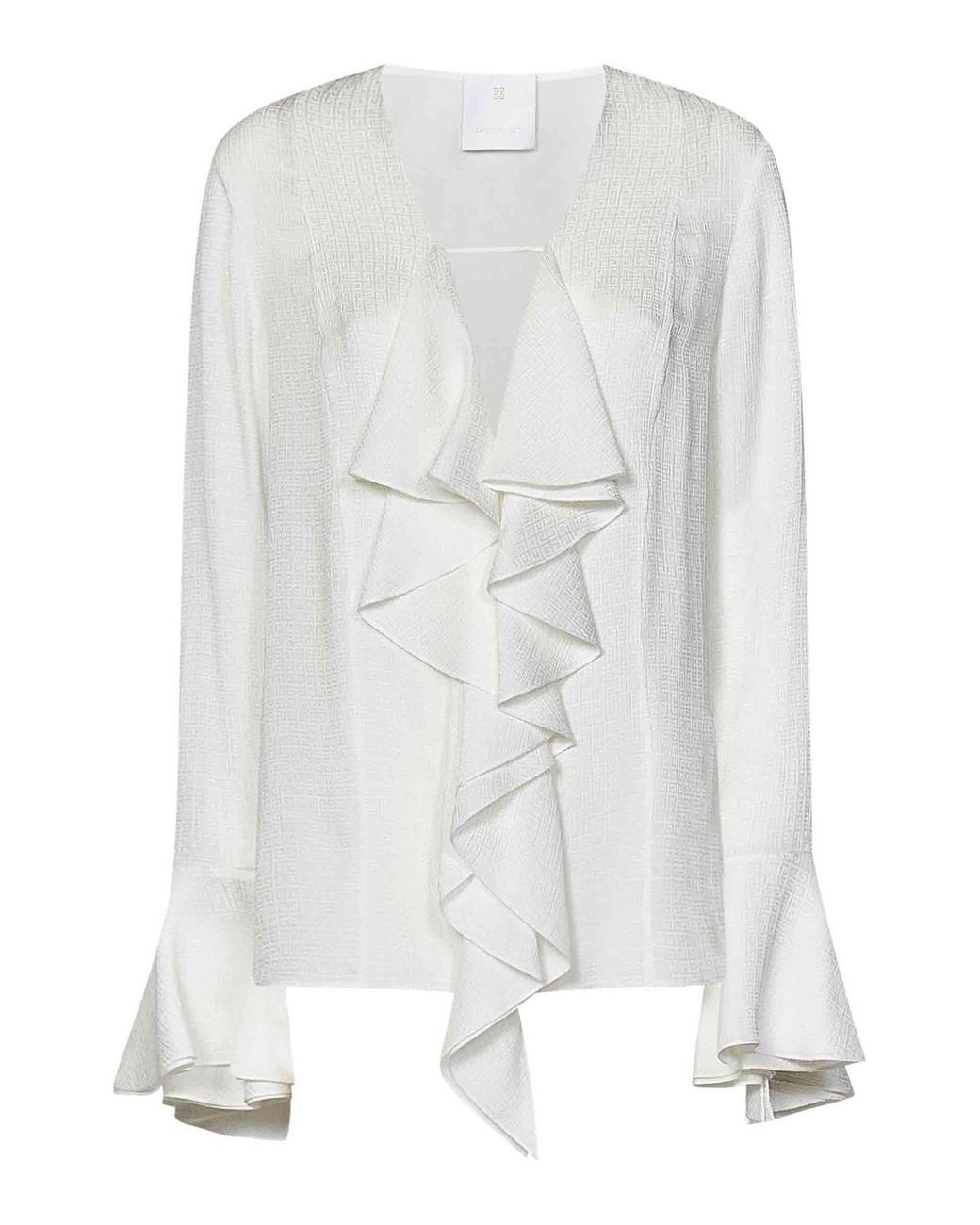 Givenchy White Long-Sleeved Silk Crpon Blouse