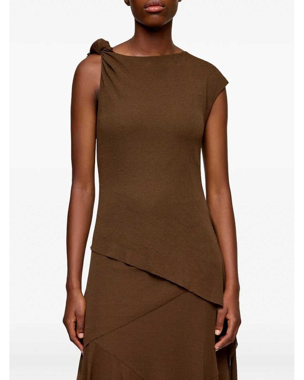 Ganni Brown Marl Mesh Long Dress