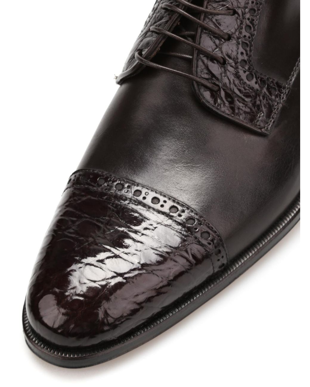 Corneliani Brown Leather Derby Shoes for men