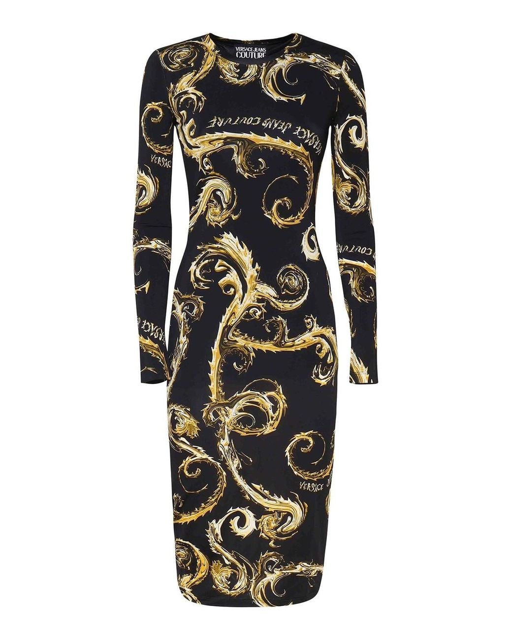 Versace Jeans Couture Black Longuette Dress Baroque