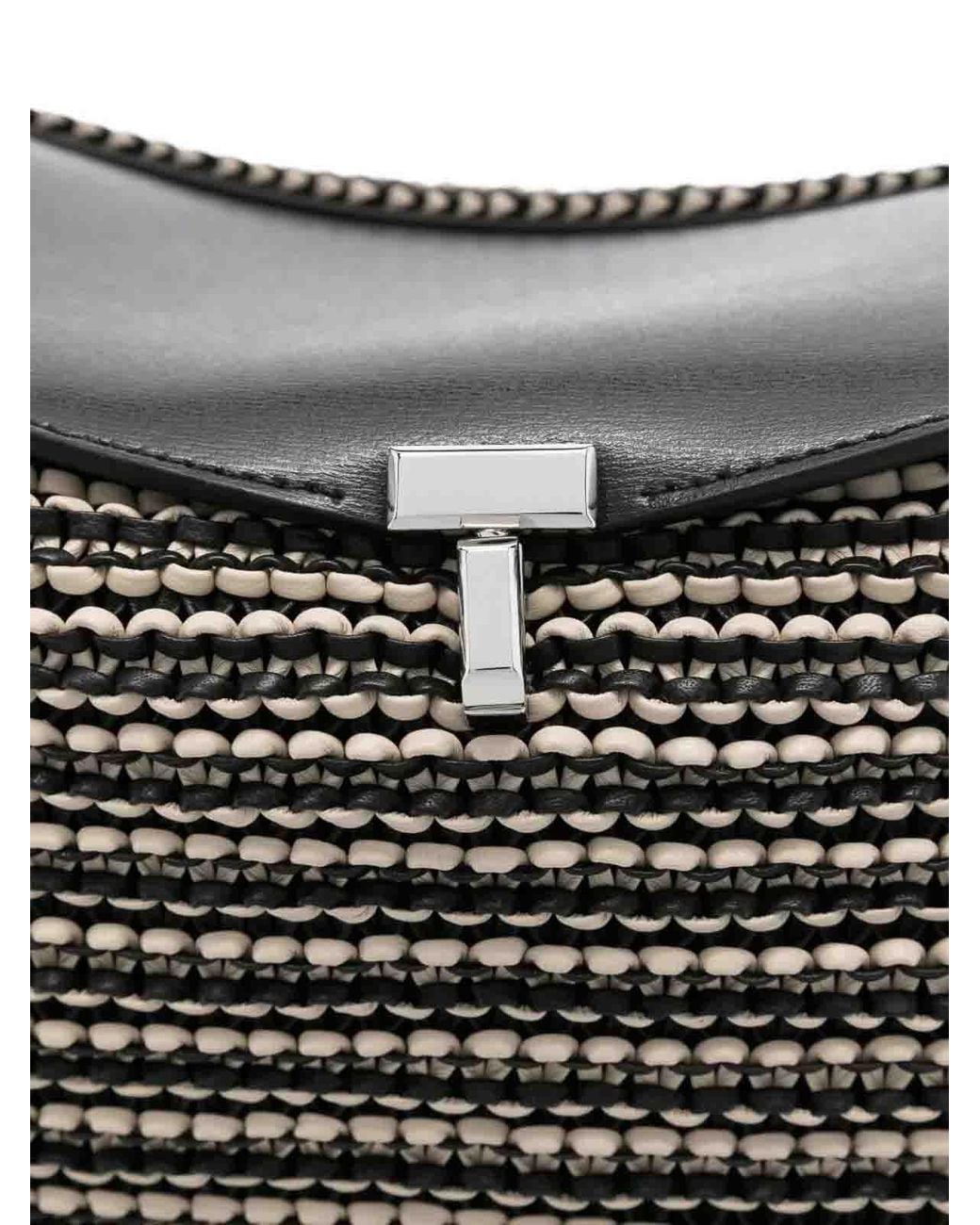 Totême  Black T-Lock Leather Top Handle Bag