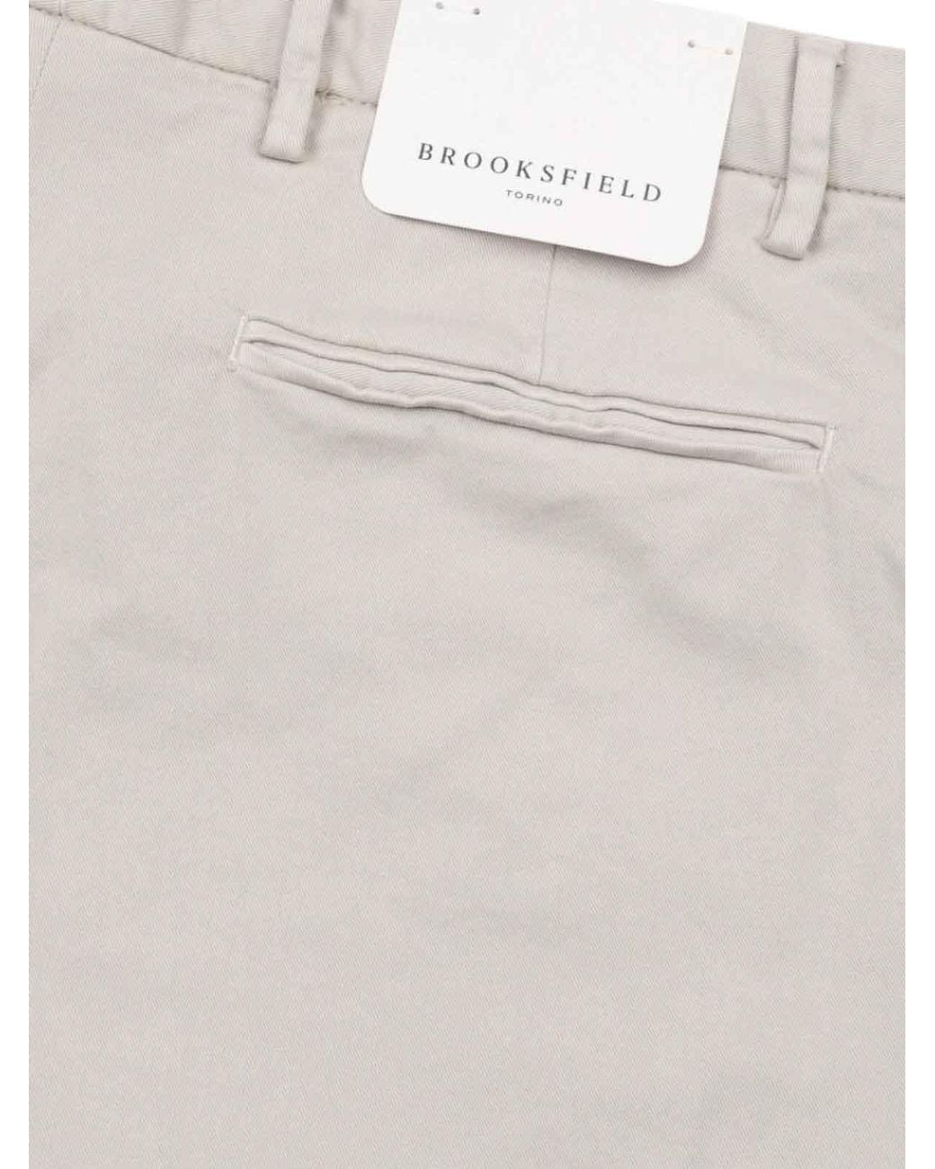 Brooksfield White Pantaloni Chino Tinto Capo for men