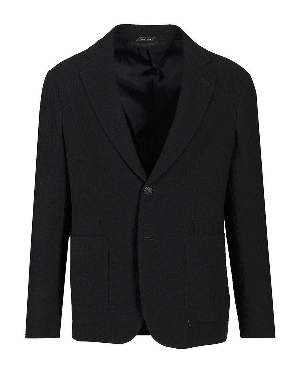 Giorgio Armani Black Single-Breasted Stretch Wool Jacket for men