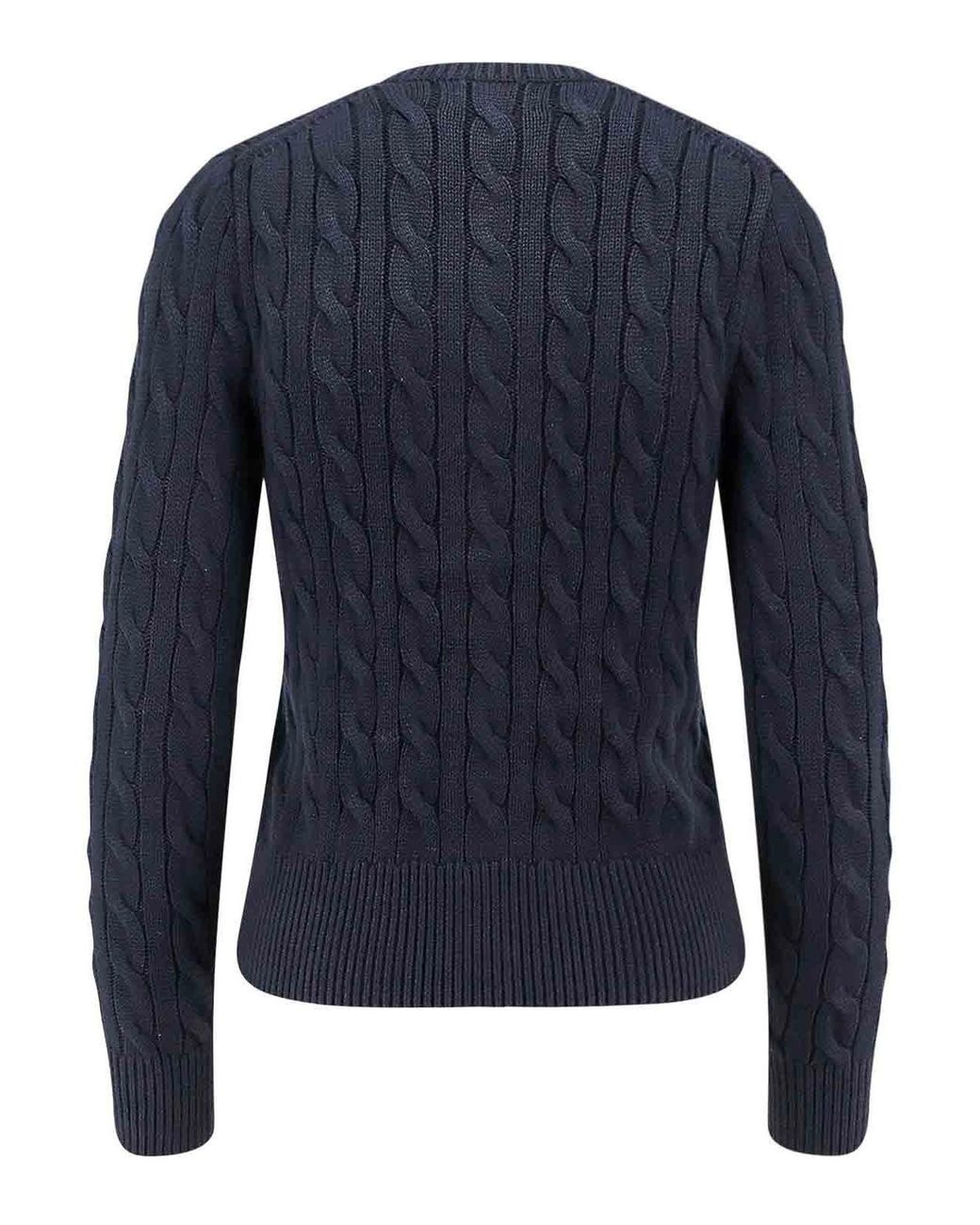 Polo Ralph Lauren Blue Cotton Cardigan With Contrasting Logo