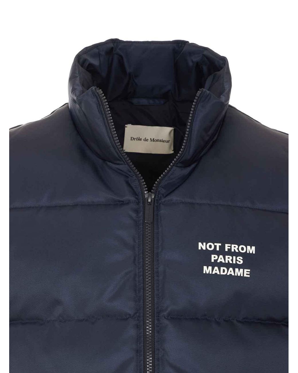 Drole de Monsieur Blue Slogan Padded Vest for men