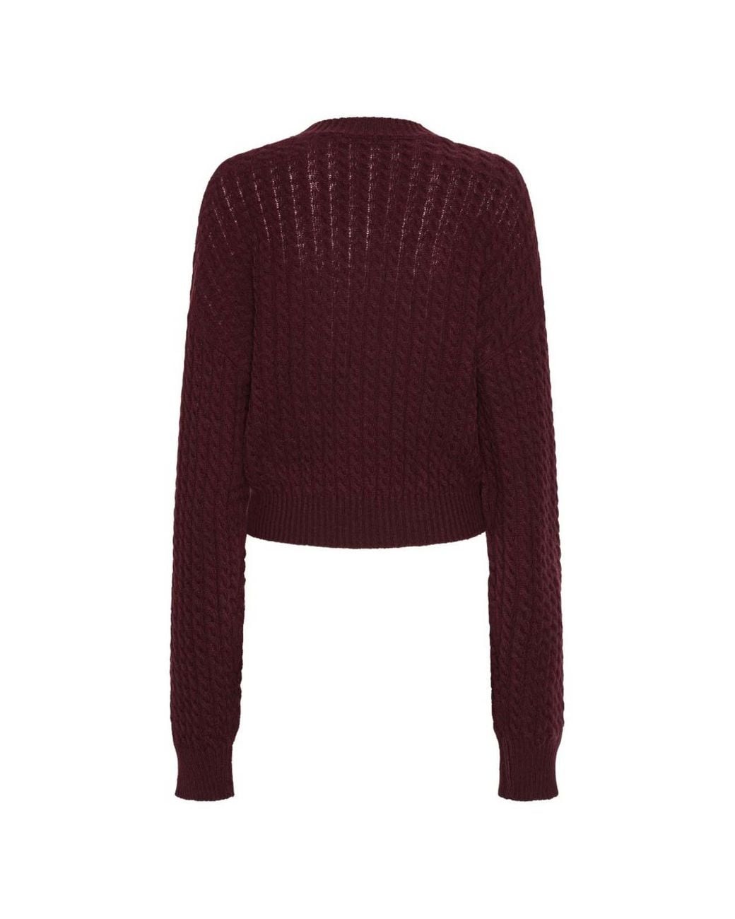 ROTATE BIRGER CHRISTENSEN Purple Burgundy Twisted-Knit Wool