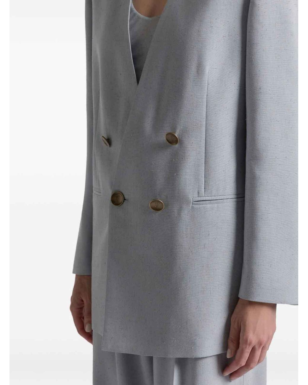 Alberta Ferretti Blue Double-Breasted Padded Viscose Blazer