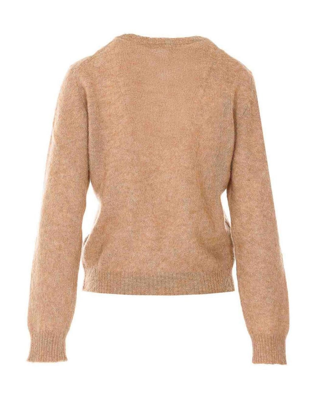 Ganni Pink Camel Graphic Wool Swater