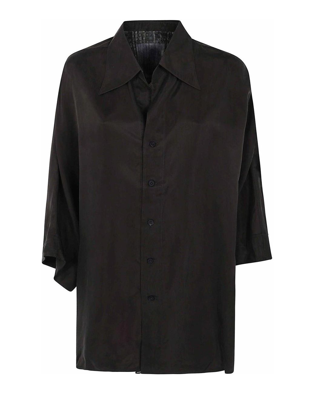 Ziggy Chen Black Short Sleeves Back Gathered Shirt