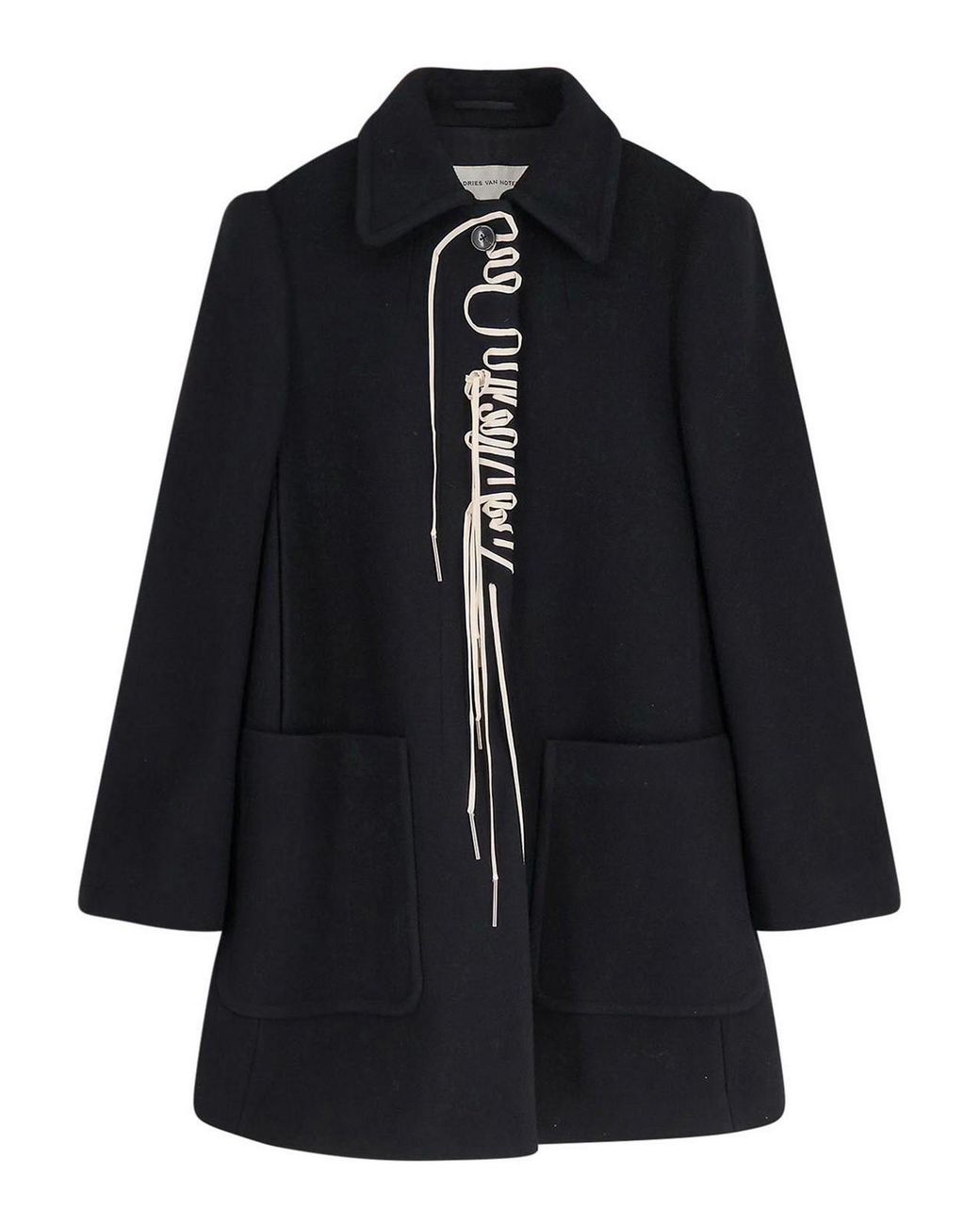 Dries Van Noten Blue Rebela Wool Blend Coat