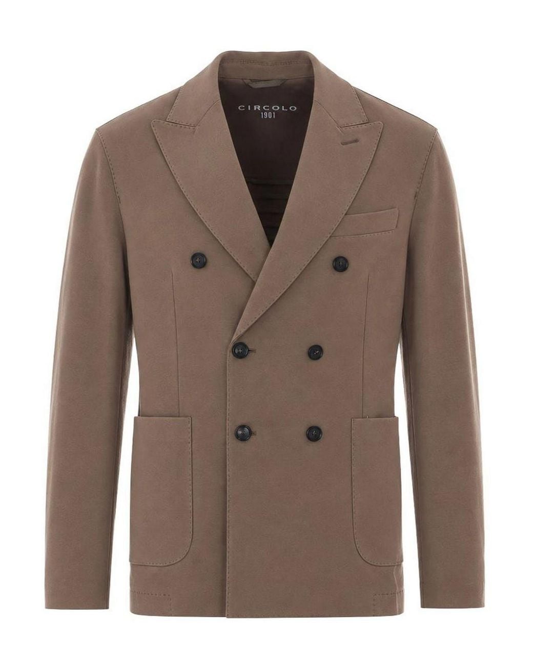 Circolo 1901 Brown Double-Breasted Light Fleece Blazer for men