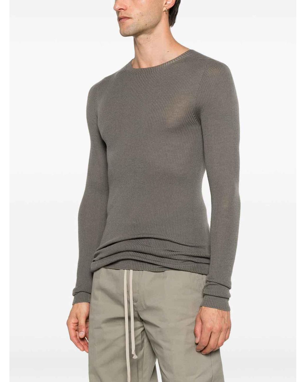 Rick Owens Gray Crew-Neck Sweater for men