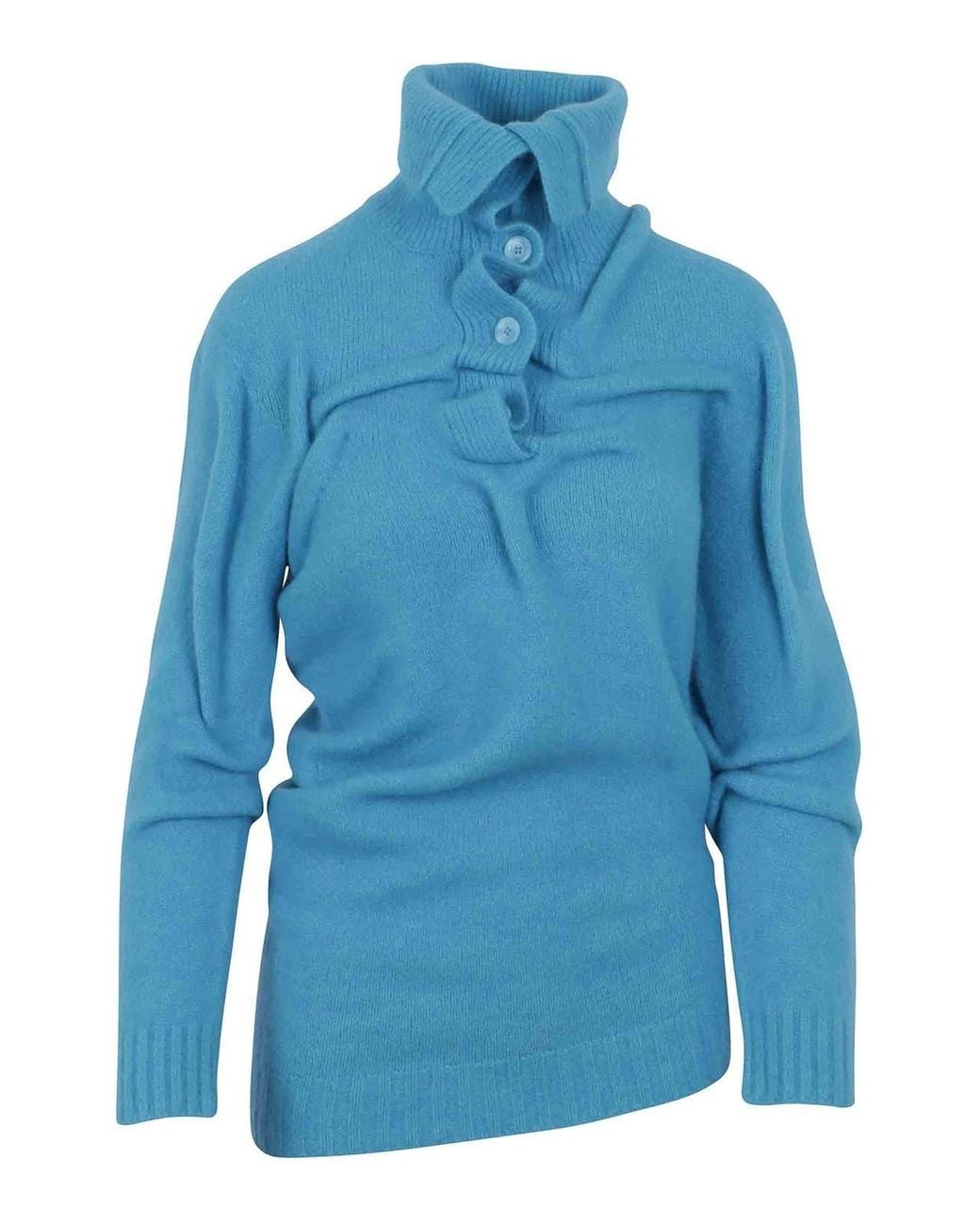 DIESEL Blue High Neck Button Up Sweater