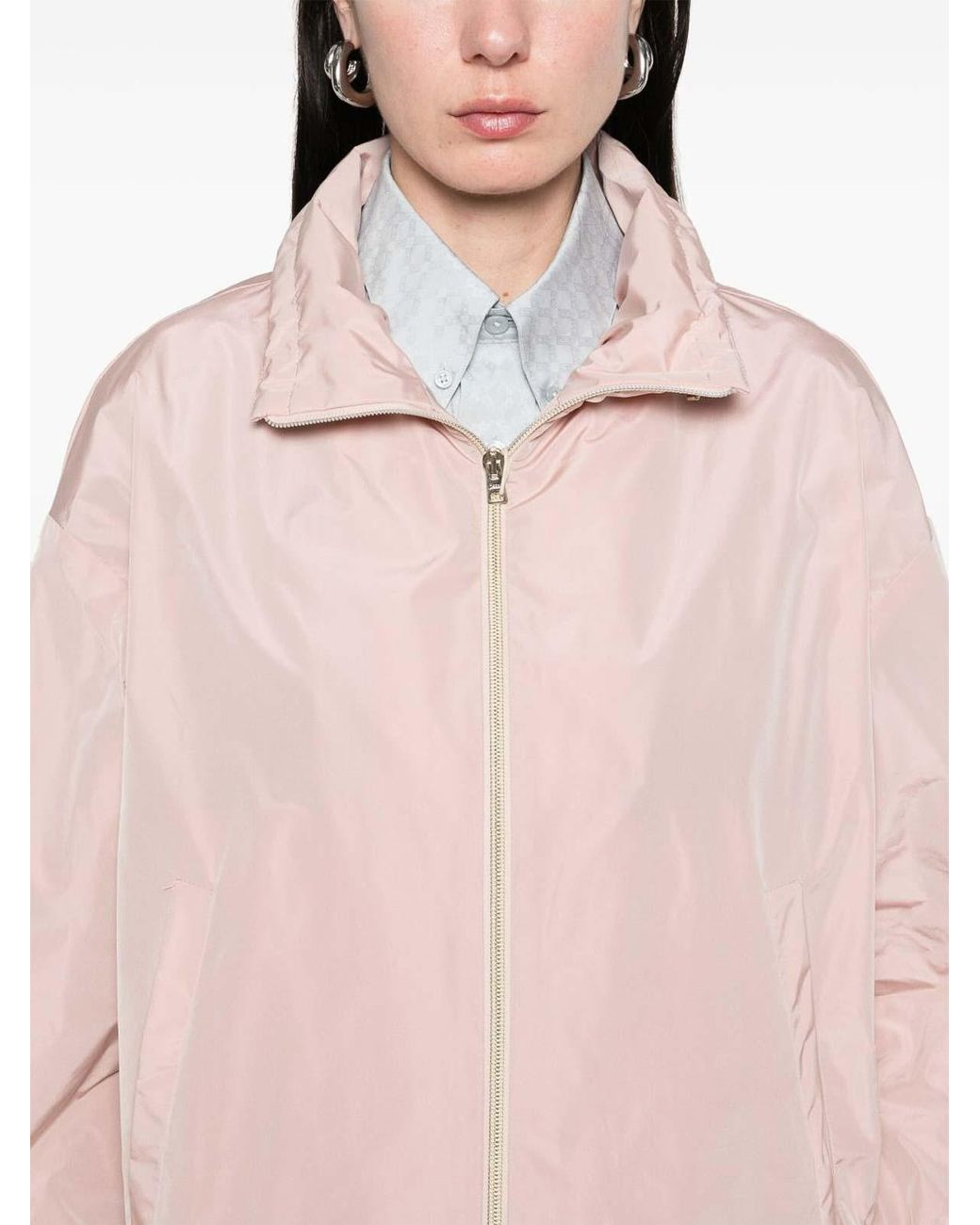 Herno Pink Lightweight High-Collar Jacket With Elasticized Cuffs