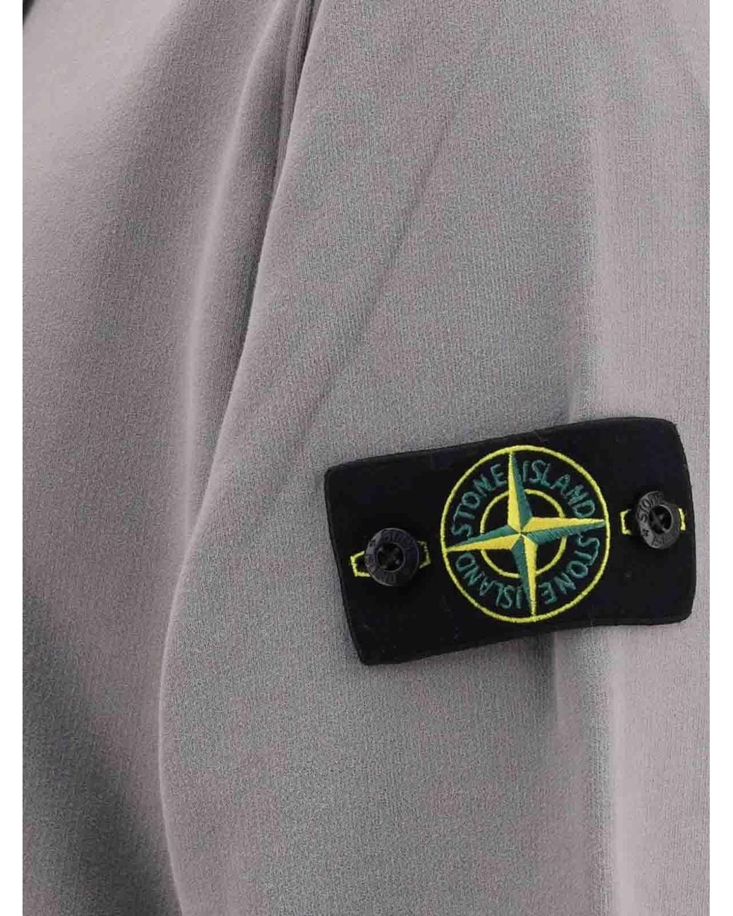 Stone Island Gray Cotton Hooded Zip Sweatshirt for men