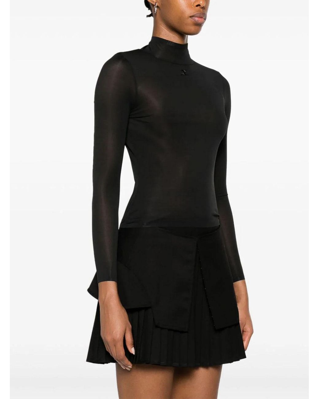 Courreges Black Second Skin Mockneck Top