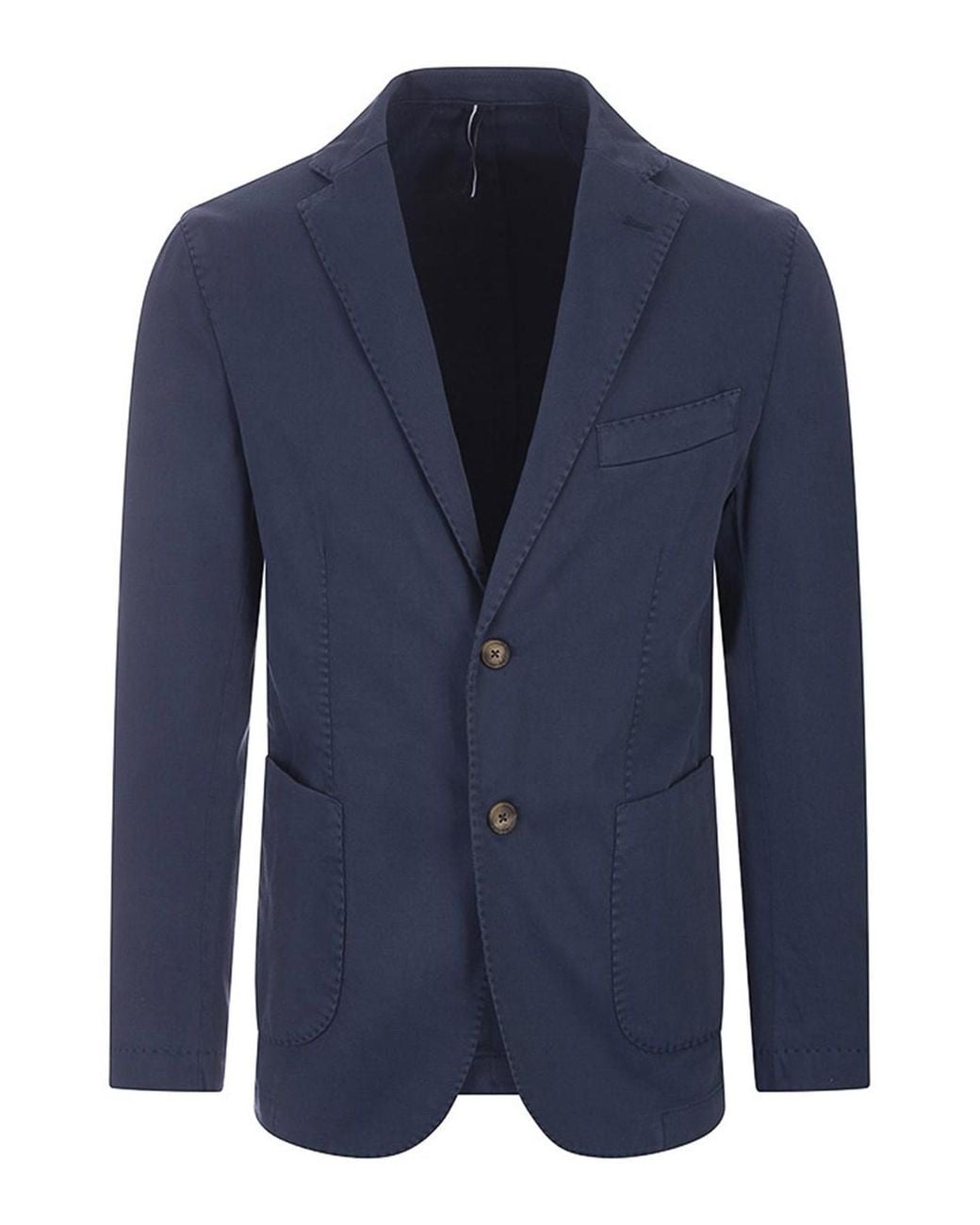 RUSSO CAPRI Blue Oxford Cotton Blazer for men