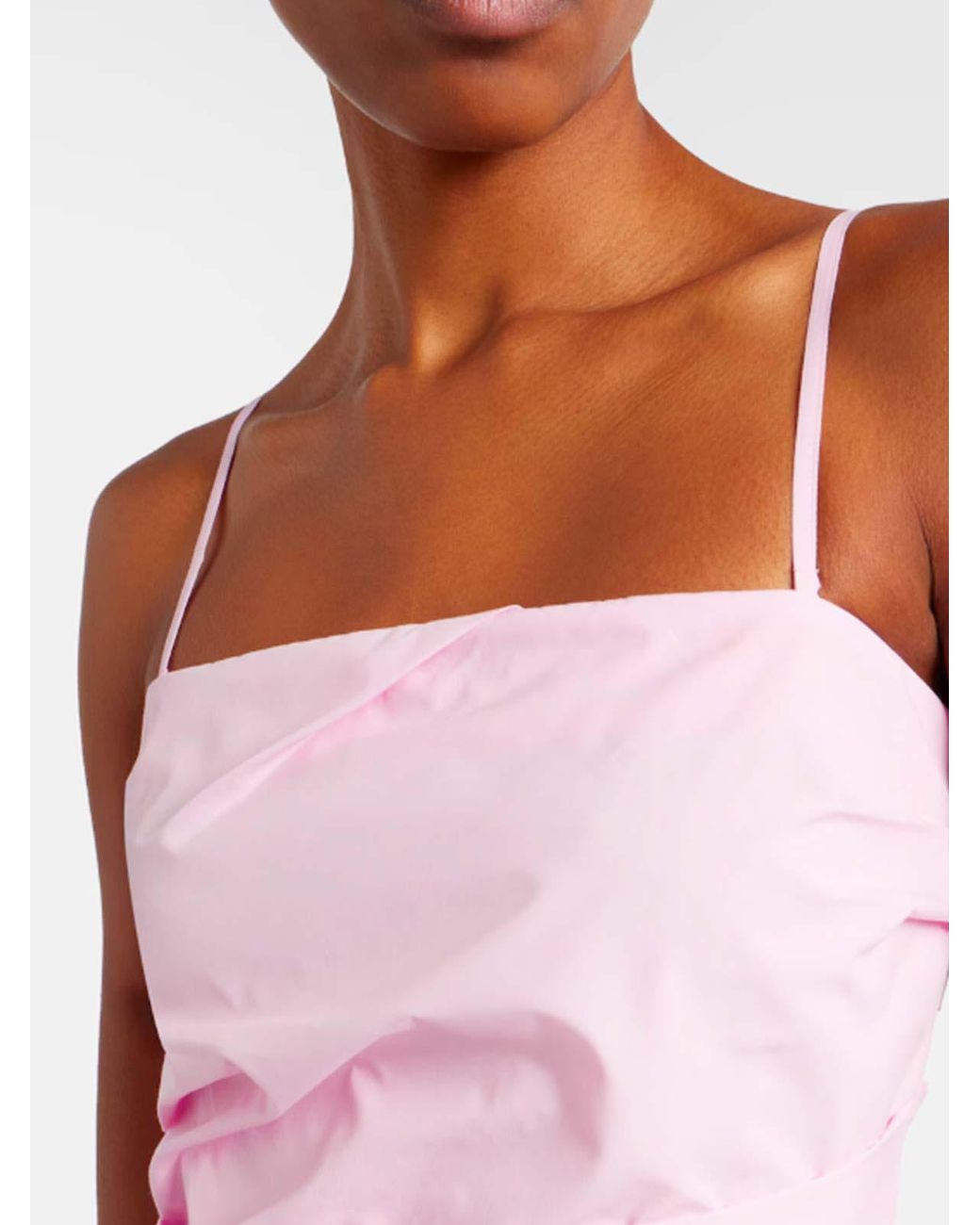 Jonathan Simkhai Pink Cotton And Lace Midi Dress