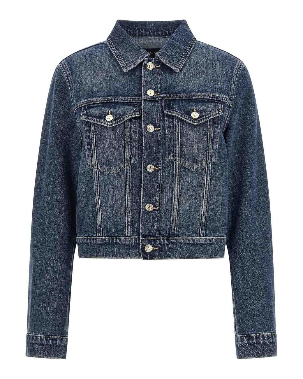 7 For All Mankind Blue Darted Shrunken' Jacket