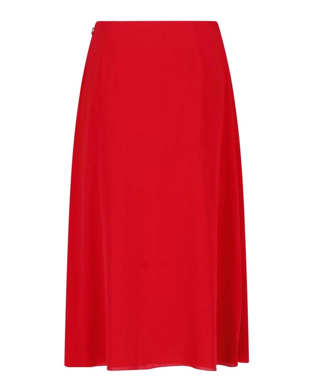 Valentino Garavani Red Silk Midi Skirt