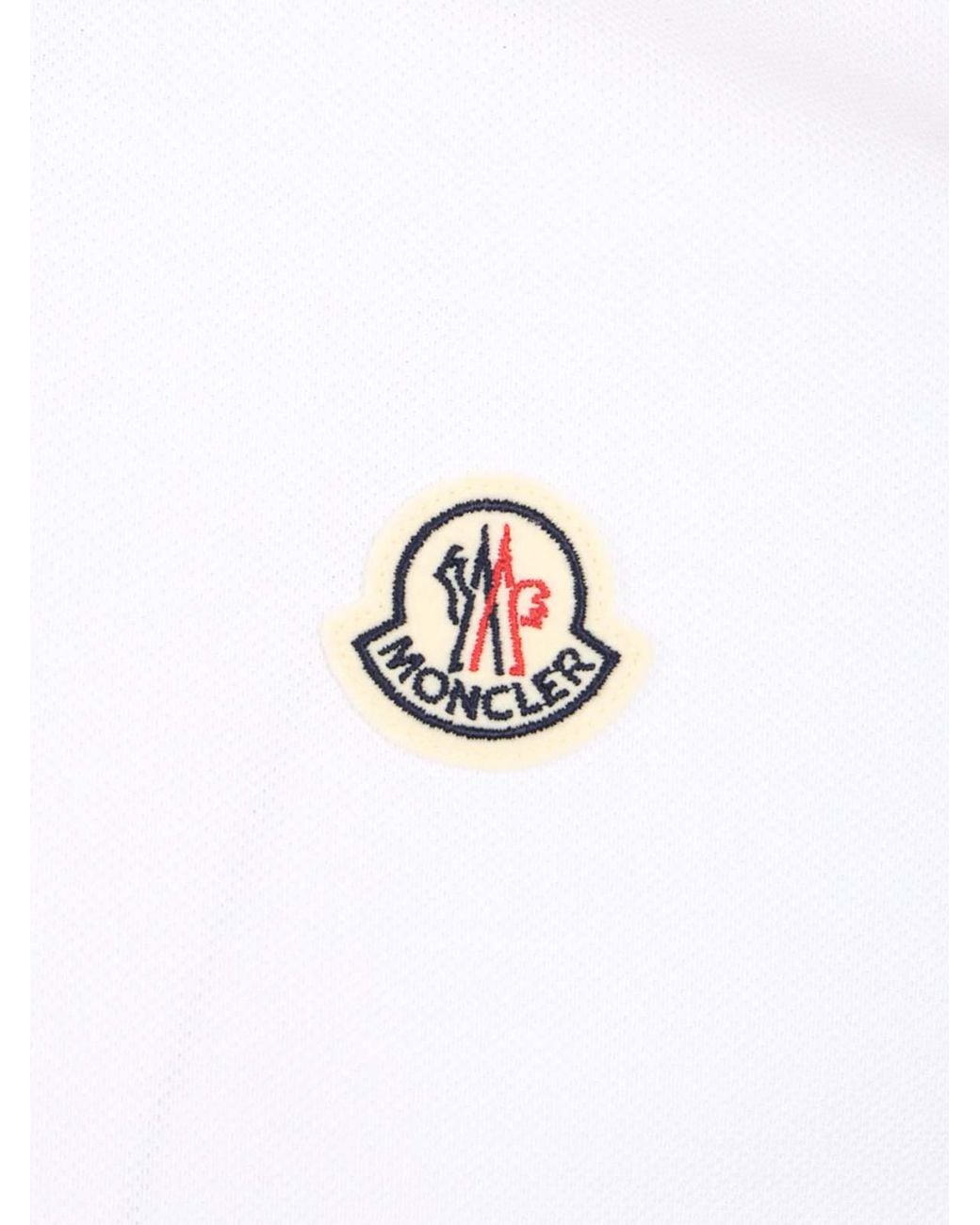 Moncler White Short-Sleeved Polo Shirt for men