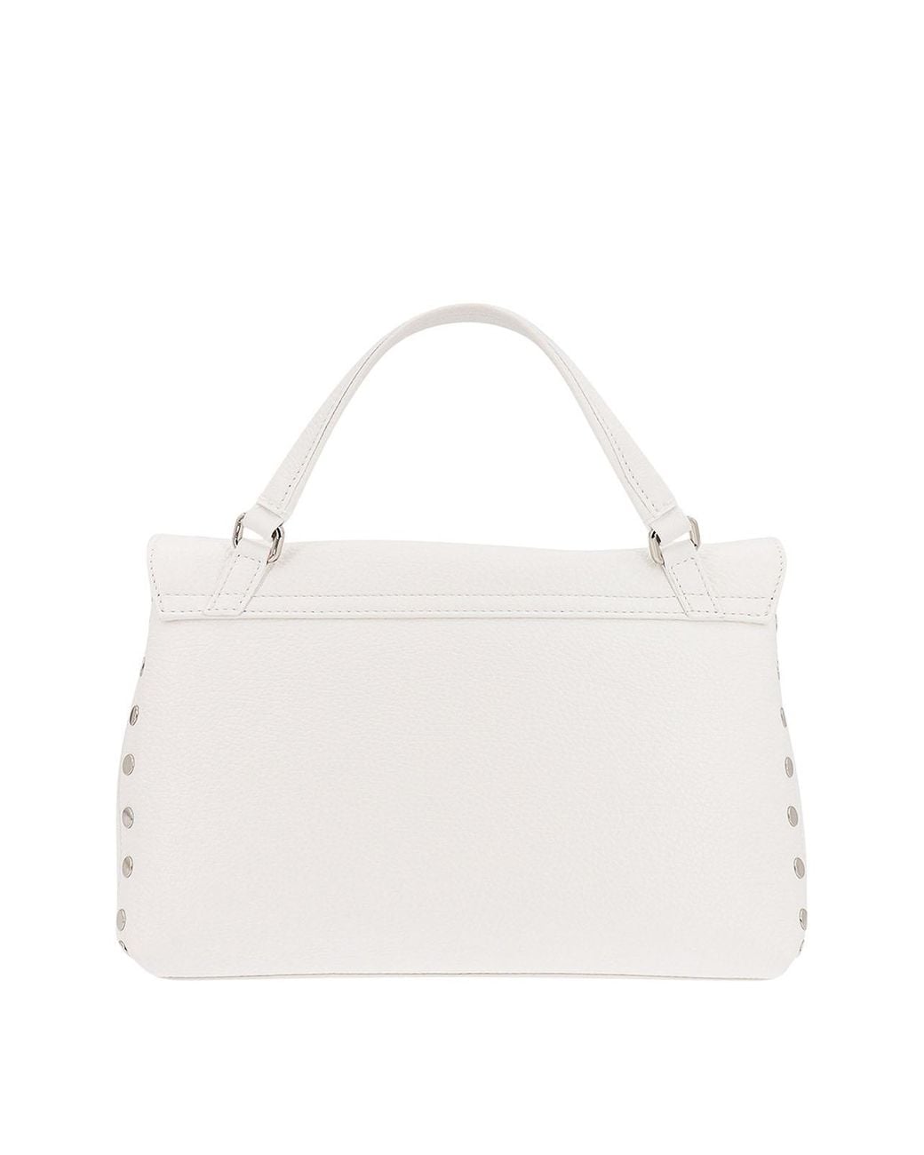 Zanellato White Leather Handbag With Metal Studs
