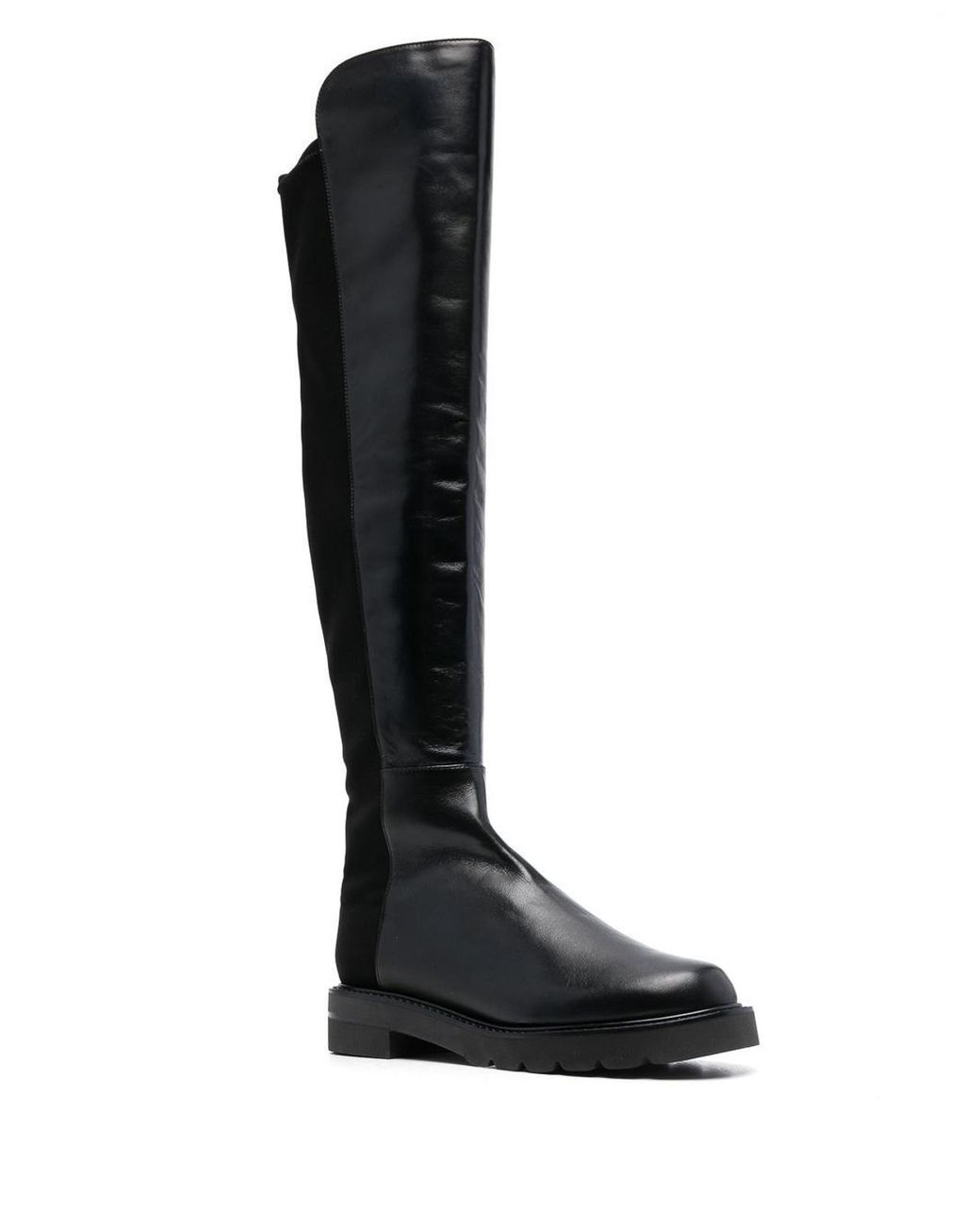 Stuart Weitzman Black Lift Asymmetric Knee Boots