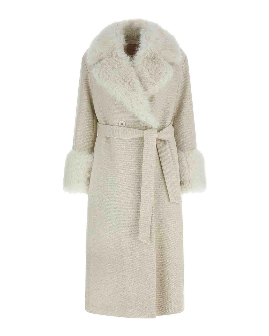 Twinset White Lam Thread Coat