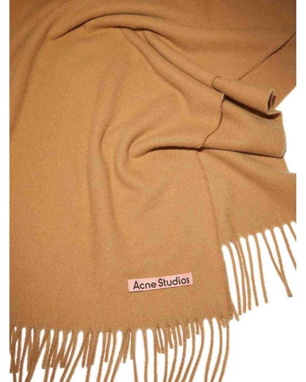 Acne Natural Narrow Cashmere Fringe Scarf