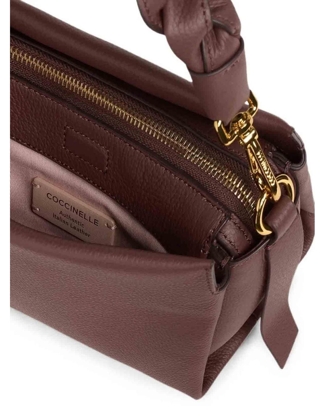 Coccinelle Brown Handbag Double Grainy Leather
