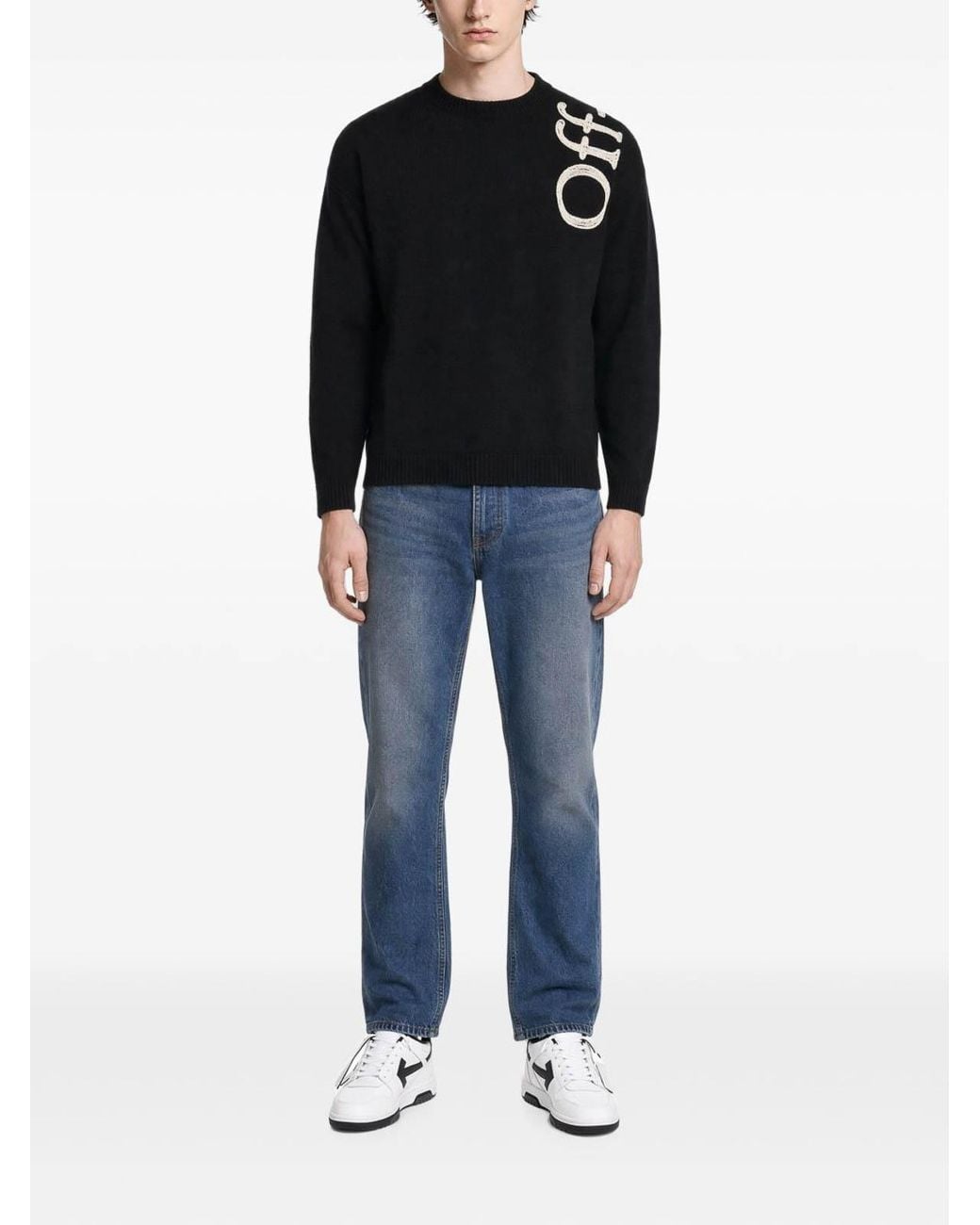 Off-White c/o Virgil Abloh Blue Crew-Neck Sweater for men