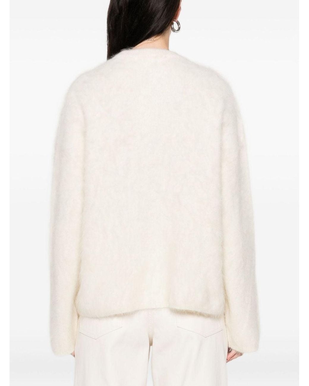 Soft Goat White Wool Crewneck Jumper