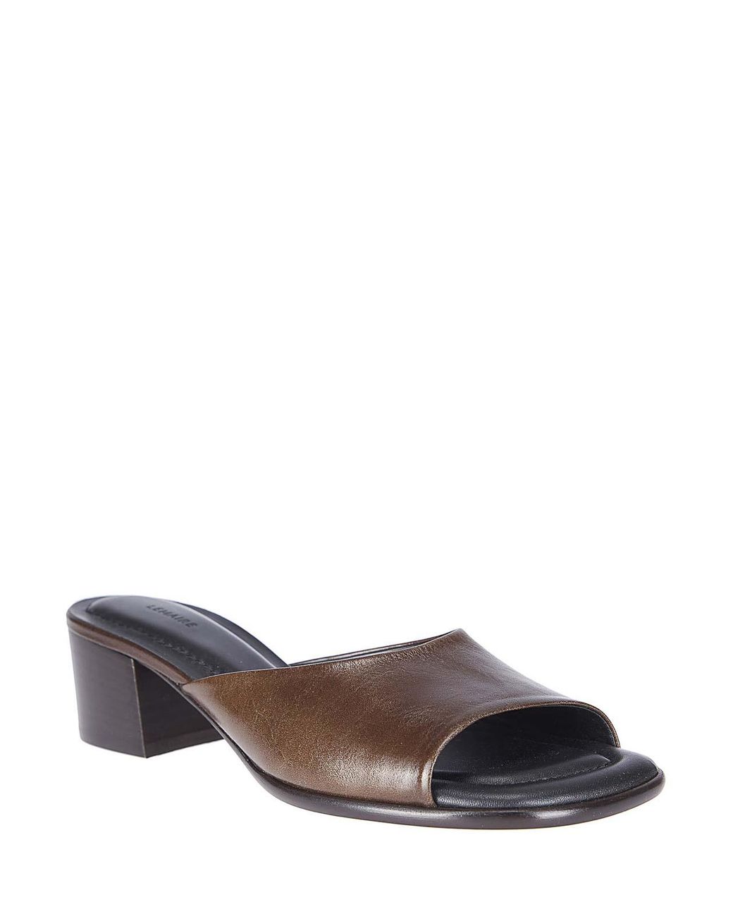 Lemaire Brown Square Heeled Mules 55