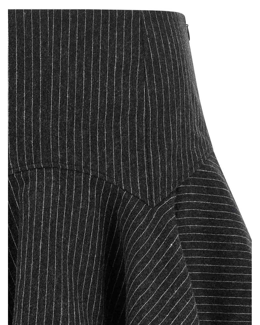 Ganni Black Pinstriped Flannel Skirt