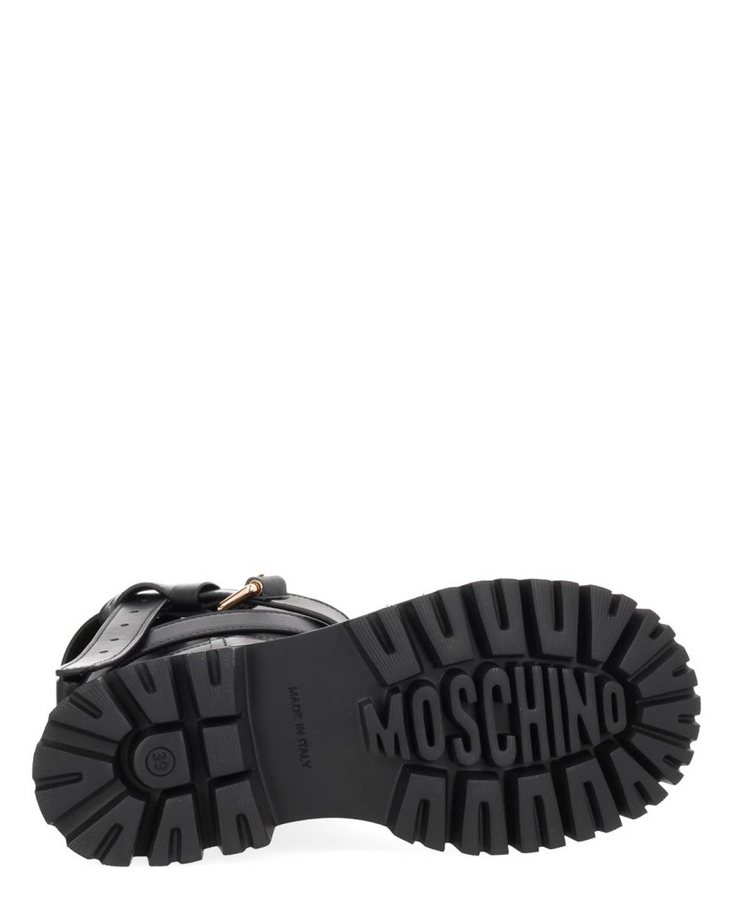 Moschino Black Buckle-Strap Leather Boots
