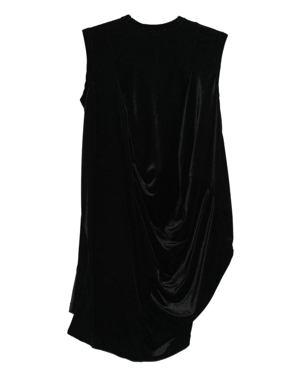 Comme des Garçons Black Sleeveless Draped Detail Asymmetric Hem T-Shirt