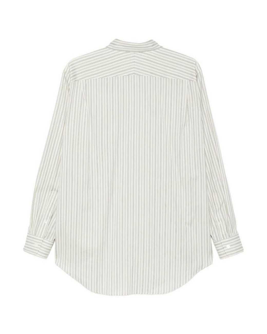 Auralee White Cotton And Silk Striped Shirt for men