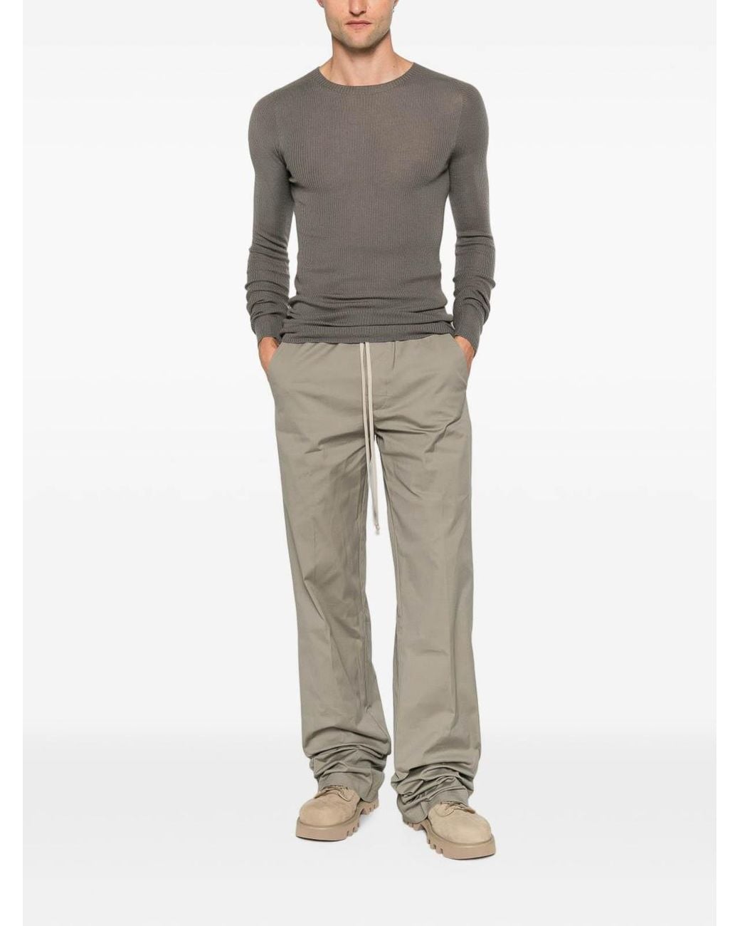 Rick Owens Gray Crew-Neck Sweater for men