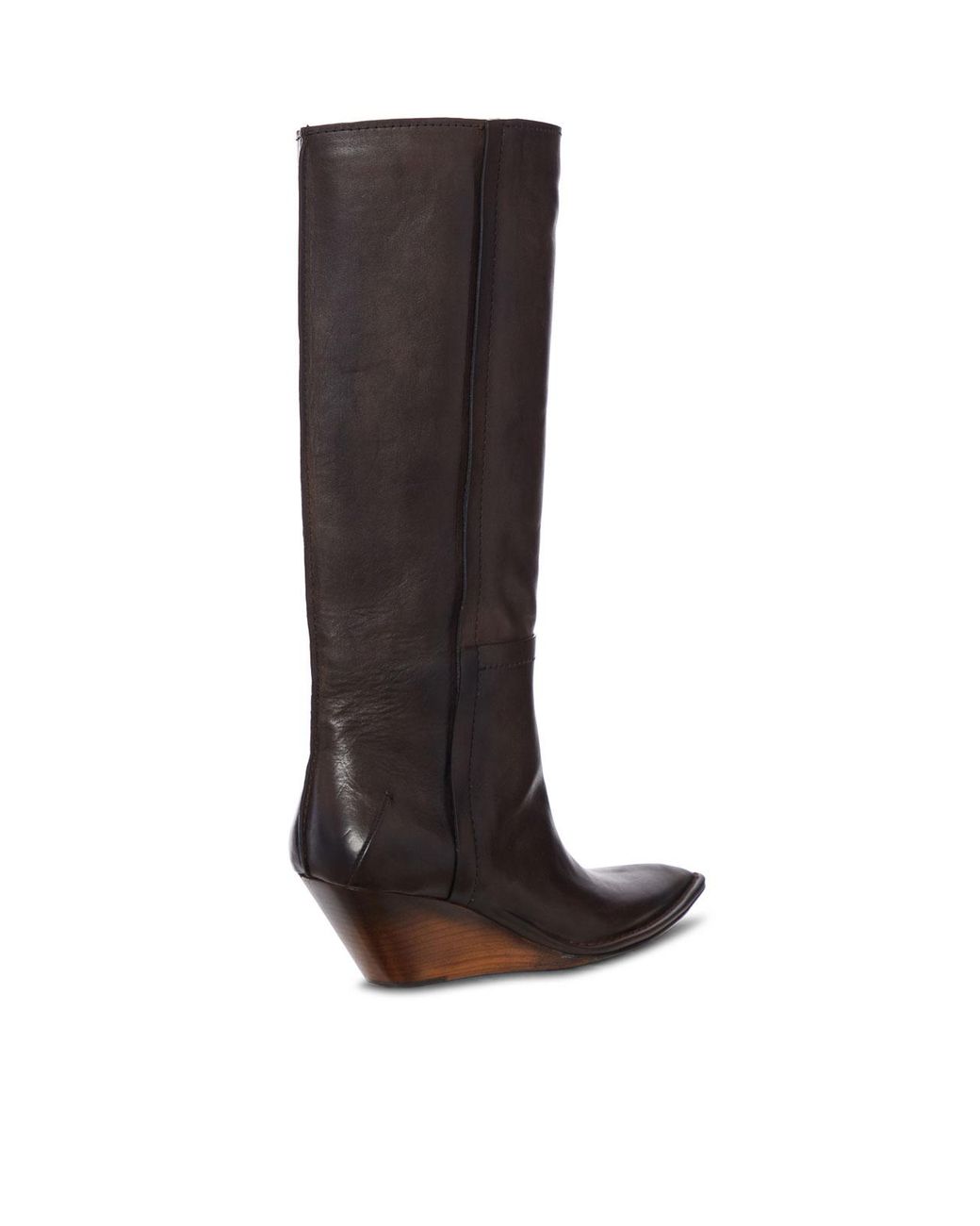 Capasa Brown Camperos High Leather Boot With Wedge