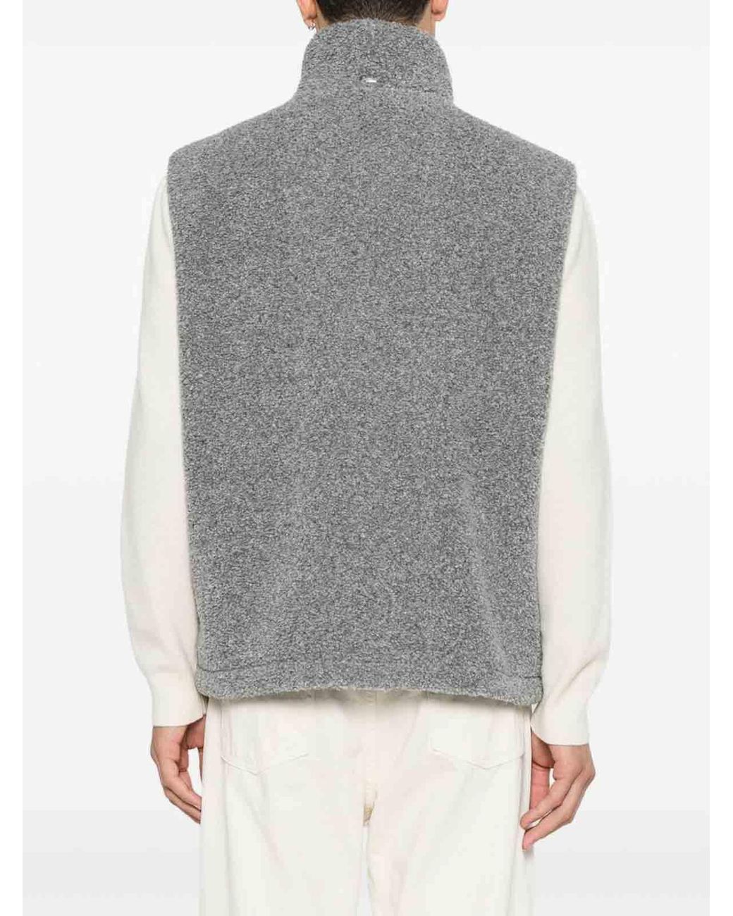 Herno Gray Flannel Zipped Vest for men