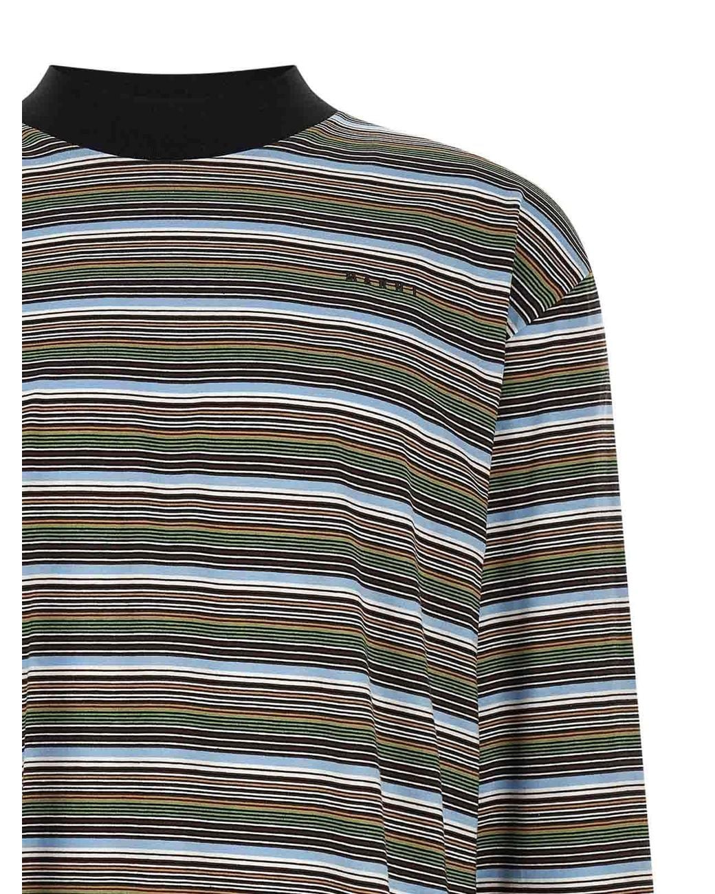 Marni Gray Striped T-Shirt for men