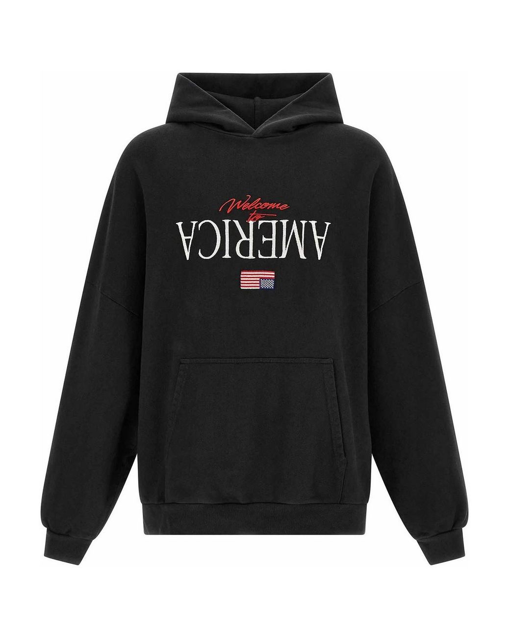 Willy Chavarria Black Welcome To America-Hooligan Hoodie for men