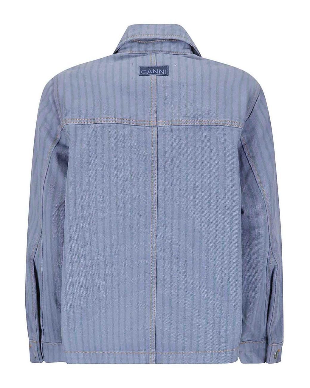 Ganni Blue Striped Denim Jacket