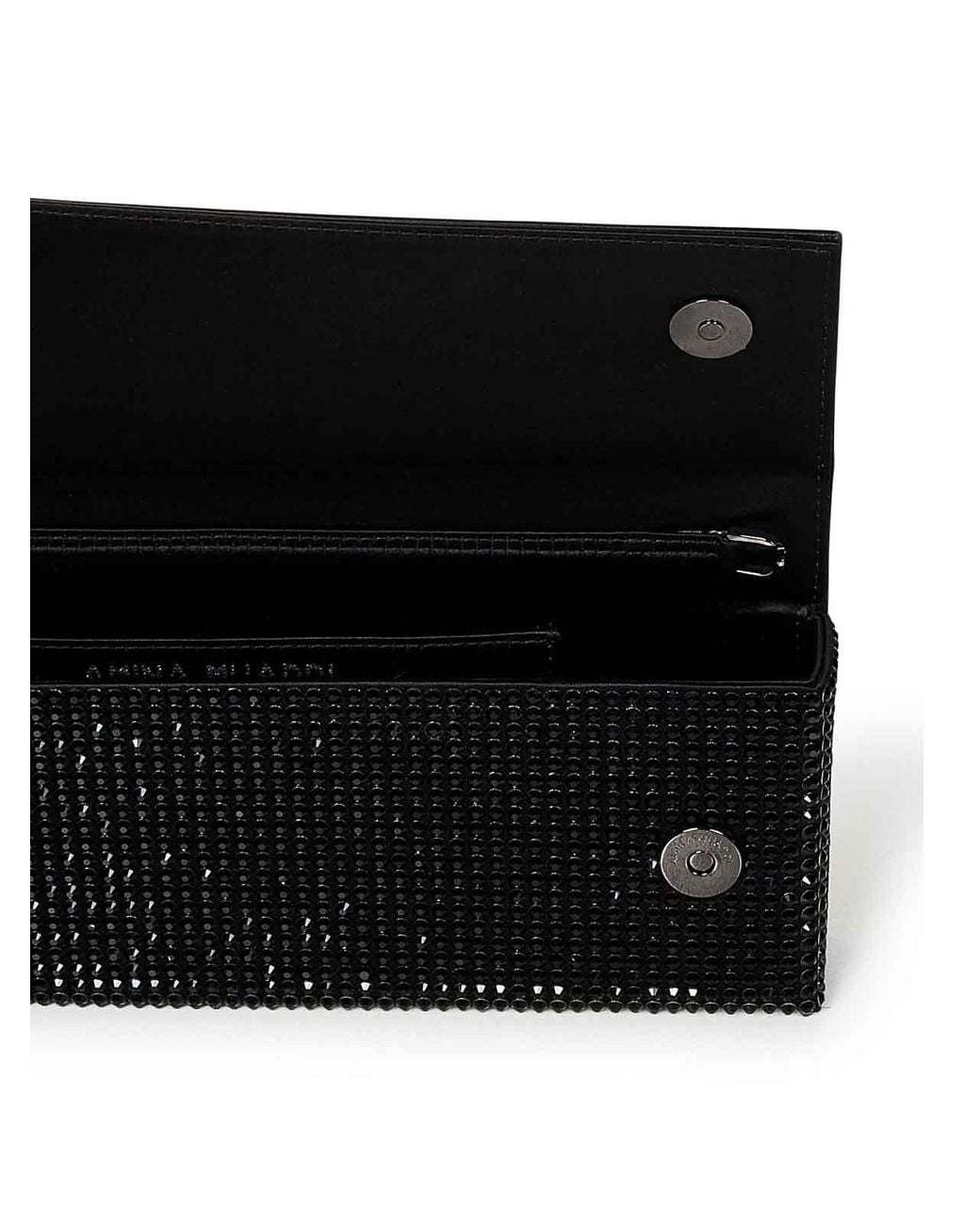 AMINA MUADDI Black Silk Satin Clutch