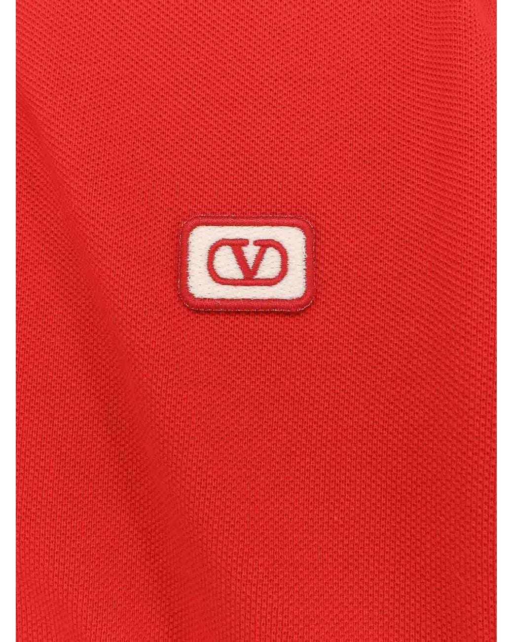 Valentino Red Cotton Pole With Vlogo for men