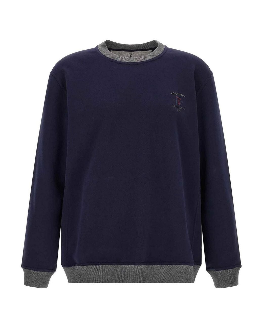 Brunello Cucinelli Blue Cotton Crew-Neck Sweatshirt for men