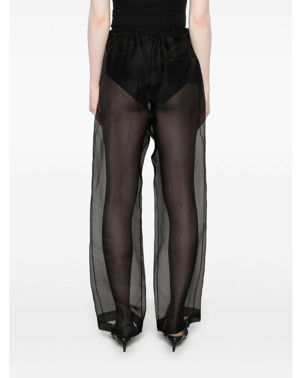 Khaite Black Trenton Silk Organza Trousers