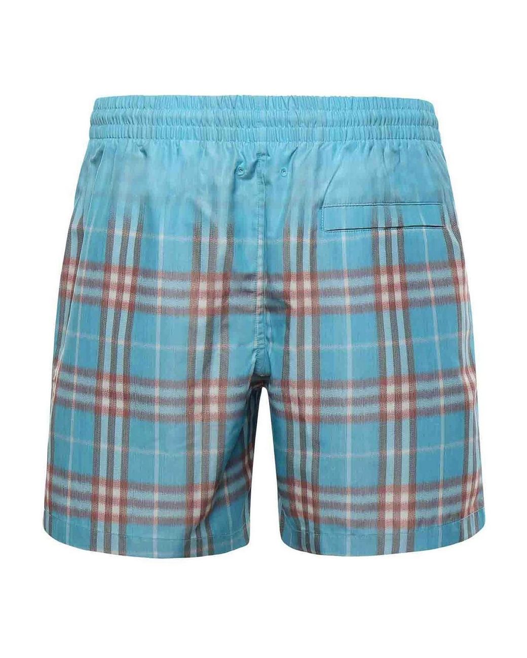 Burberry Blue Swim Trunks With A Faded Check Pattern for men