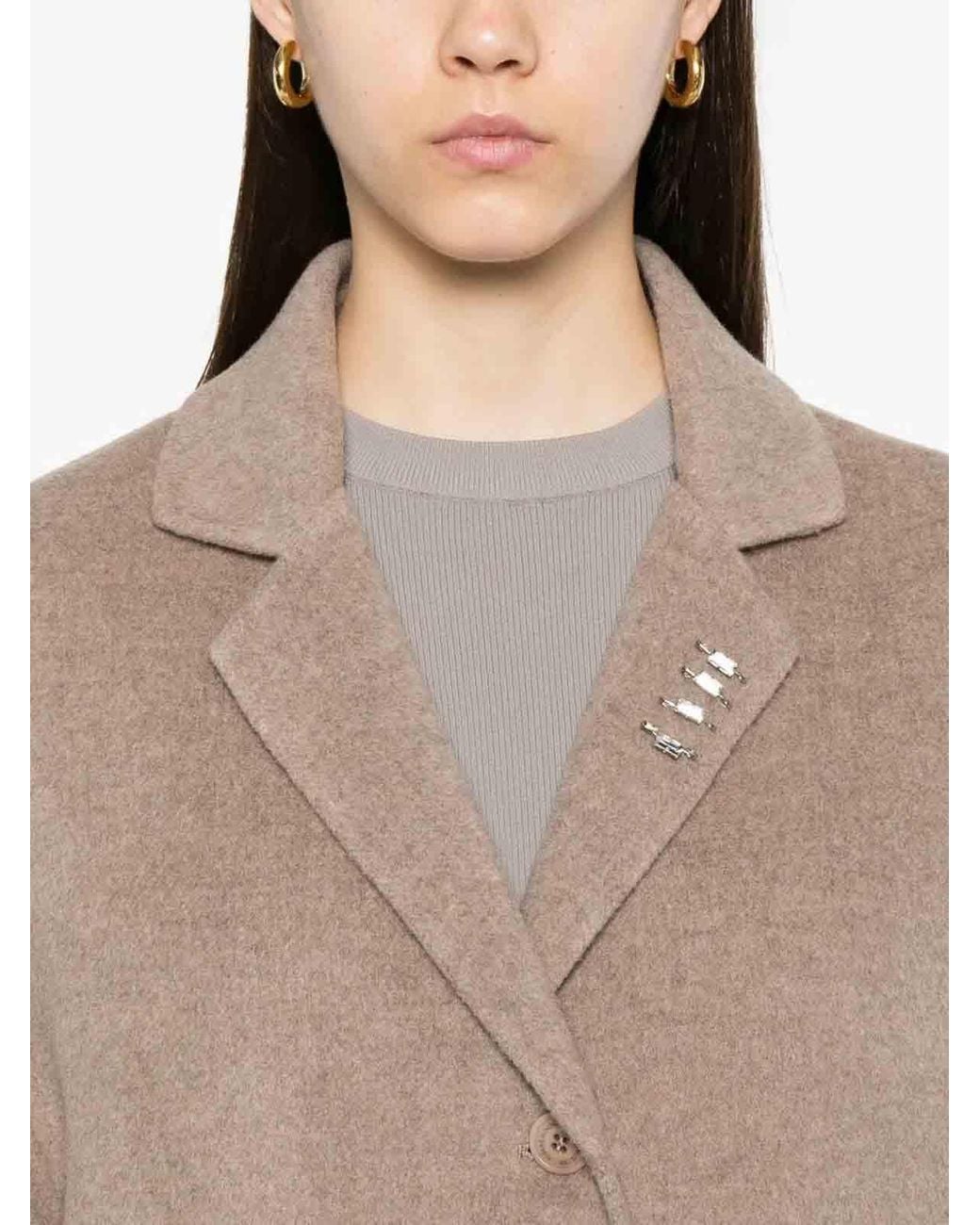 Ermanno Scervino Natural Single-Breasted Coat